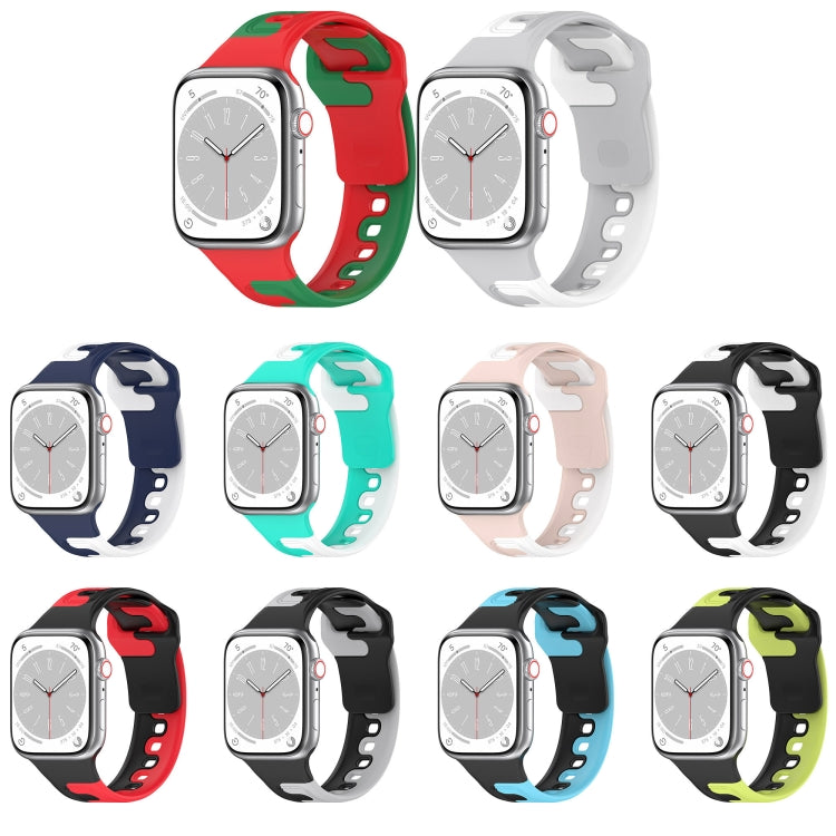 For Apple Watch 42mm Double Color Silicone Watch Band(Pink+White) - Watch Bands by PMC TechLife | Online Shopping South Africa | PMC TechLife