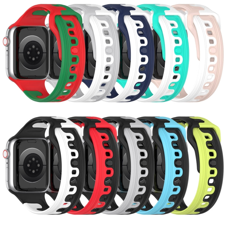 For Apple Watch 5 40mm Double Color Silicone Watch Band(Pink+White) - Watch Bands by PMC TechLife | Online Shopping South Africa | PMC TechLife