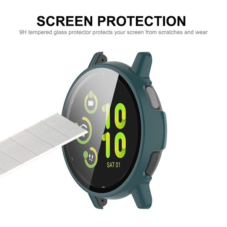 For Garmin Active 5 ENKAY Hat-Prince Full Coverage PC + Tempered Glass Film Integrated Watch Case(Dark Green) - Watch Cases by ENKAY | Online Shopping South Africa | PMC Jewellery