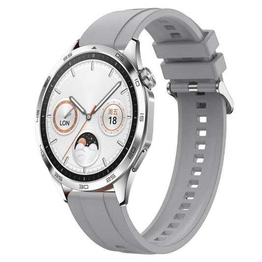 For Huawei Watch GT4 46mm Tire Pattern Silver Buckle Silicone Watch Band(Light Gray) - Watch Bands by PMC Jewellery | Online Shopping South Africa | PMC Jewellery