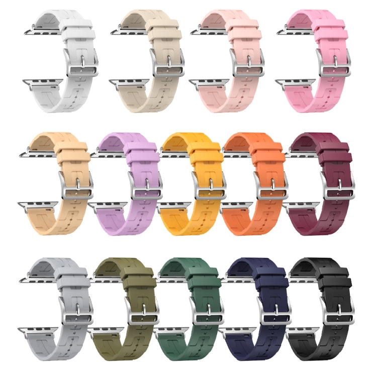For Apple Watch Series 9 45mm H Texture Soft Silicone Buckle Watch Band(Light Yellow) - free shipping - PMC TechLife - Order now!