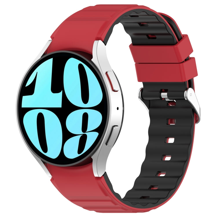 For Samsung Galaxy Watch 6 Two Color Horizontal Silicone Watch Band(Red Black) - Watch Bands by PMC TechLife | Online Shopping South Africa | PMC TechLife