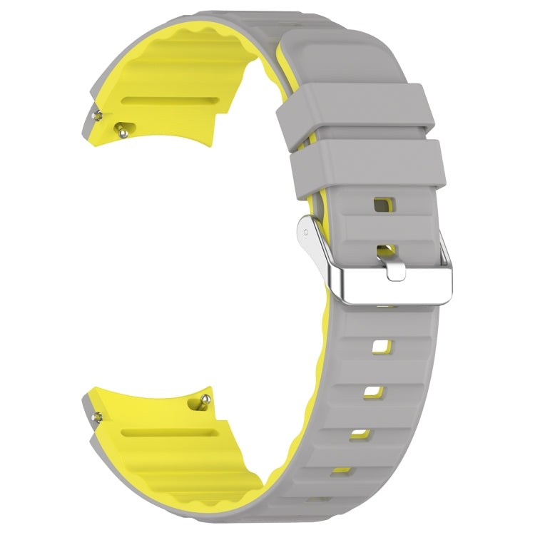 For Samsung Galaxy Watch 5 Pro Two Color Horizontal Silicone Watch Band(Grey Yellow) - Watch Bands by PMC TechLife | Online Shopping South Africa | PMC TechLife