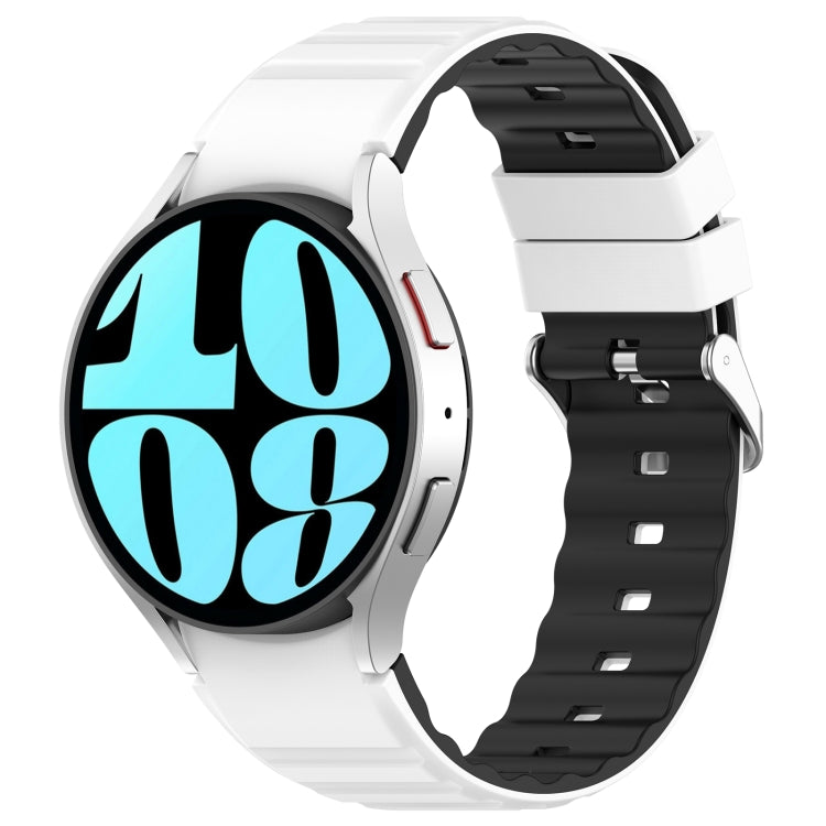 For Samsung Galaxy Watch 5 Pro Two Color Horizontal Silicone Watch Band(White Black) - Watch Bands by PMC TechLife | Online Shopping South Africa | PMC TechLife