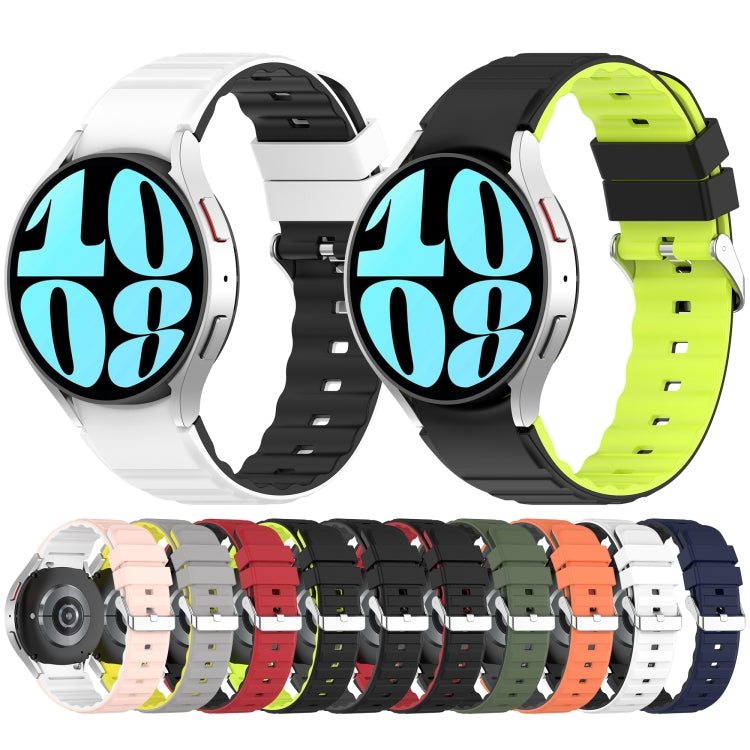 For Samsung Galaxy Watch 6 Two Color Horizontal Silicone Watch Band(Grey Yellow) - Watch Bands by PMC TechLife | Online Shopping South Africa | PMC TechLife