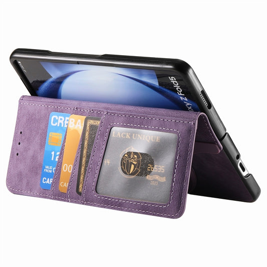 For Samsung Galaxy Z Fold5 5G Retro MagSafe Magnetic Zipper Wallet Leather Phone Case(Purple) - Galaxy Z Fold5 Cases by PMC Jewellery | Online Shopping South Africa | PMC Jewellery