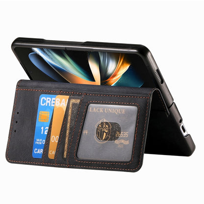 For Samsung Galaxy Z Fold4 Retro MagSafe Magnetic Zipper Wallet Leather Phone Case(Black) - Galaxy Z Fold4 5G Cases by PMC Jewellery | Online Shopping South Africa | PMC Jewellery