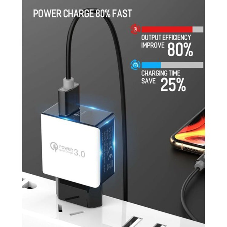 1USB QC 3.0 Wire Drawing Quick Charger EU Plug(black) - USB Charger by PMC TechLife | Online Shopping South Africa | PMC TechLife | Buy Now Pay Later Mobicred