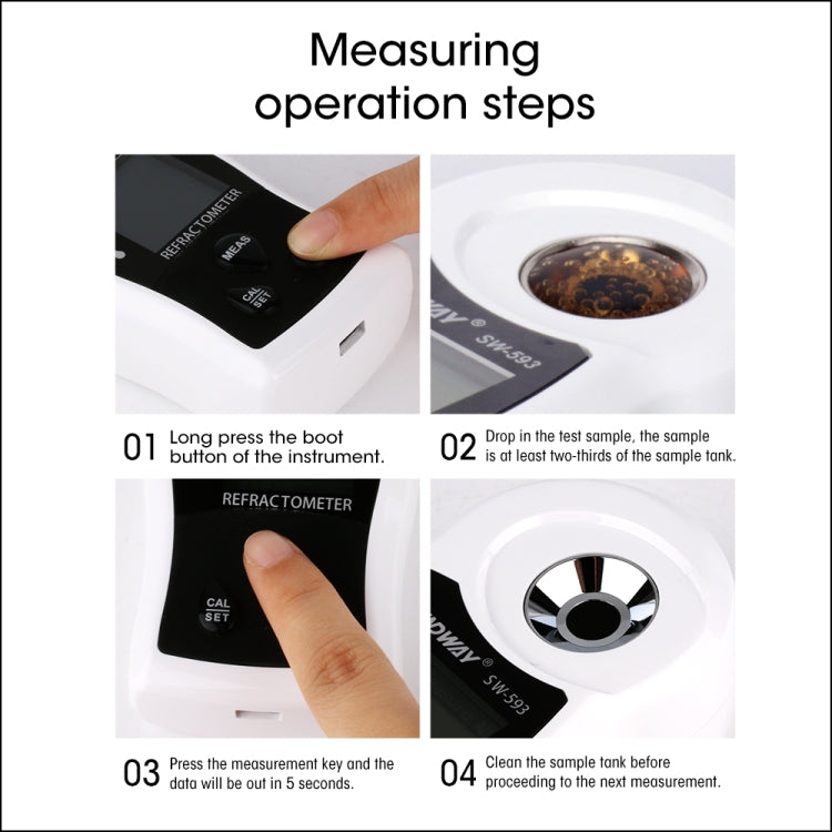 SNDWAY SW-593 Digital Refractometer Sugar Brix Meter Rechargeable Wine Beer Alcohol Drink Fruit Sugar Concentration Meter - free shipping - PMC TechLife - Order now!