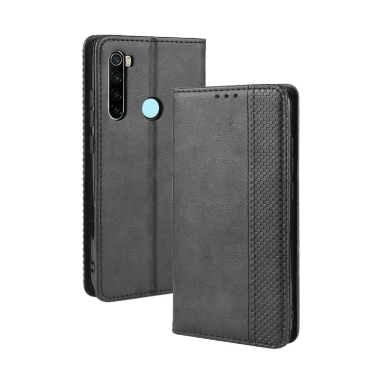 For Xiaomi Redmi Note 8 Magnetic Buckle Retro Crazy Horse Texture Horizontal Flip Leather Case  , with Holder & Card Slots & Photo Frame(Black) - Xiaomi Cases by PMC Jewellery | Online Shopping South Africa | PMC Jewellery