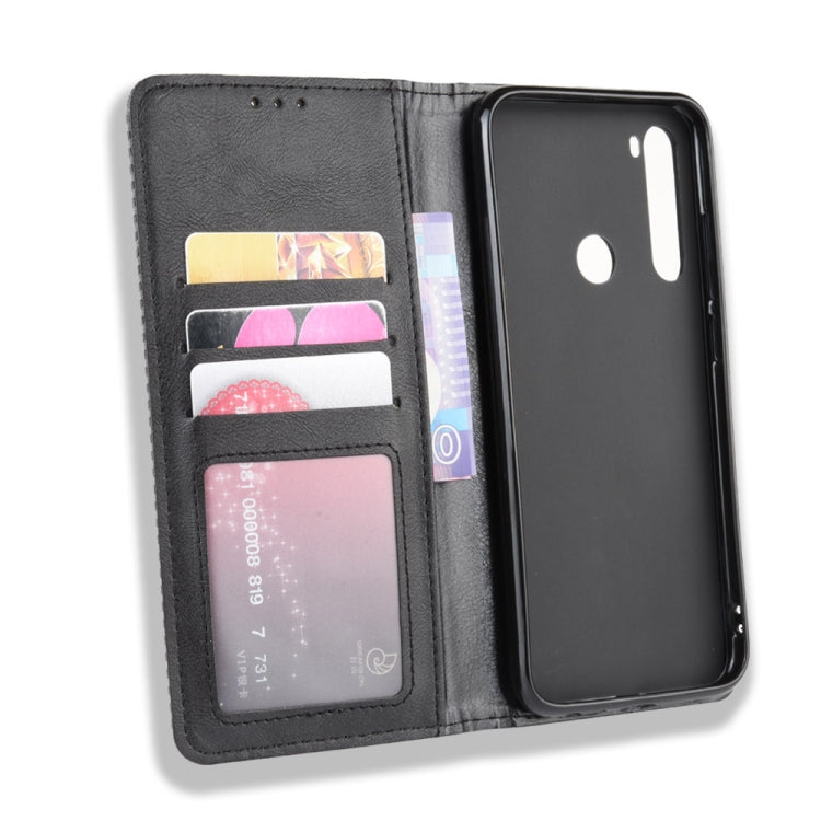 For Xiaomi Redmi Note 8 Magnetic Buckle Retro Crazy Horse Texture Horizontal Flip Leather Case  , with Holder & Card Slots & Photo Frame(Black) - Xiaomi Cases by PMC Jewellery | Online Shopping South Africa | PMC Jewellery