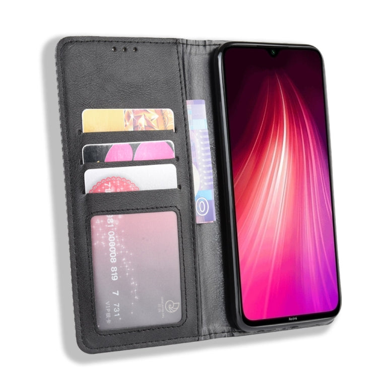 For Xiaomi Redmi Note 8 Magnetic Buckle Retro Crazy Horse Texture Horizontal Flip Leather Case  , with Holder & Card Slots & Photo Frame(Black) - Xiaomi Cases by PMC Jewellery | Online Shopping South Africa | PMC Jewellery