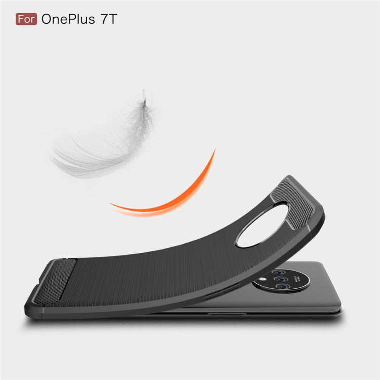 For Oneplus 7T Brushed Texture Carbon Fiber TPU Case(Black) - OnePlus Cases by PMC TechLife | Online Shopping South Africa | PMC TechLife | Buy Now Pay Later Mobicred