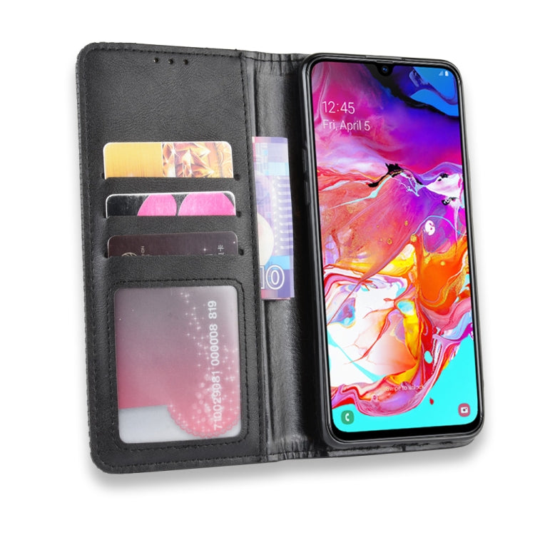 For Galaxy A20s  Magnetic Buckle Retro Crazy Horse Texture Horizontal Flip Leather Case  , with Holder & Card Slots & Photo Frame(Black) - Galaxy Phone Cases by PMC Jewellery | Online Shopping South Africa | PMC Jewellery