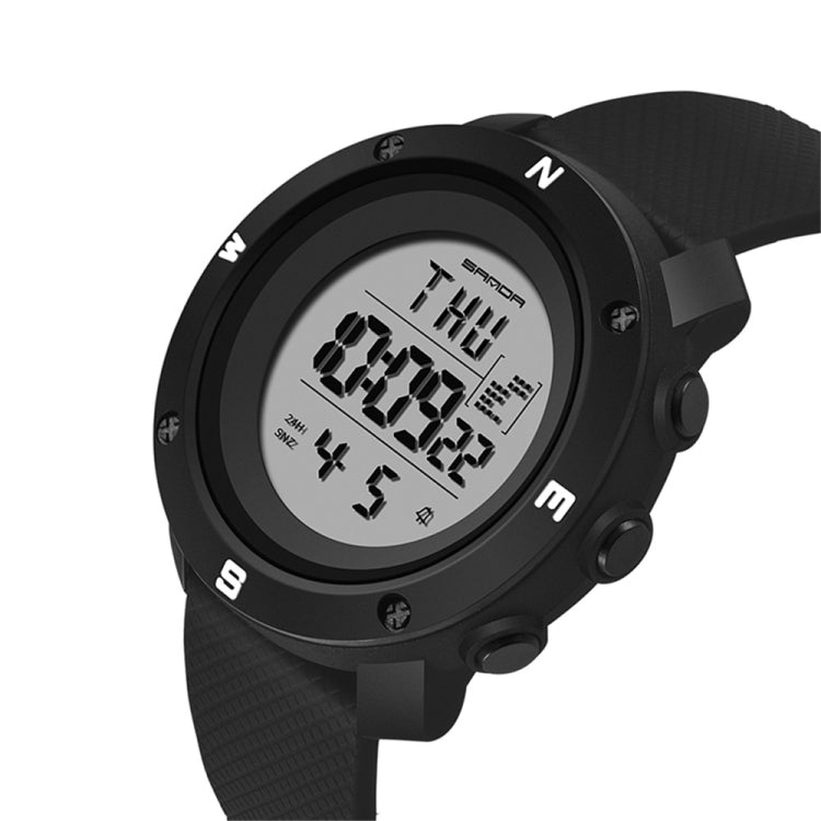 SANDA 361 Fashionable Night Light Sports Children Electronic Watch Multi Functional Personality Night Light Men Waterproof Watch(Black White) - Silicone Strap Watches by SANDA | Online Shopping South Africa | PMC Jewellery | Buy Now Pay Later Mobicred