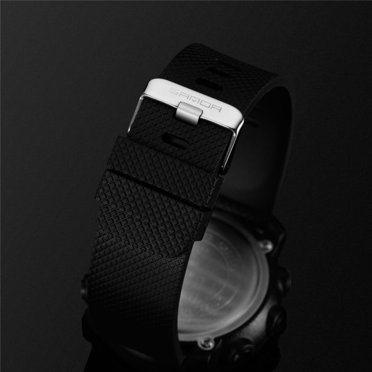 SANDA 361 Fashionable Night Light Sports Children Electronic Watch Multi Functional Personality Night Light Men Waterproof Watch(Black White) - Silicone Strap Watches by SANDA | Online Shopping South Africa | PMC Jewellery | Buy Now Pay Later Mobicred