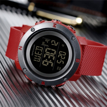 SANDA 361 Fashionable Night Light Sports Children Electronic Watch Multi Functional Personality Night Light Men Waterproof Watch(Red) - Silicone Strap Watches by SANDA | Online Shopping South Africa | PMC Jewellery | Buy Now Pay Later Mobicred