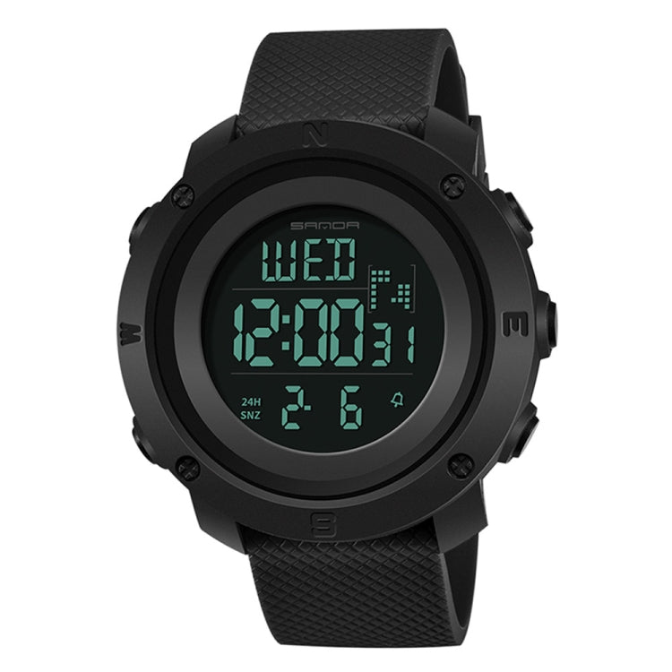 SANDA 361 Fashionable Night Light Sports Children Electronic Watch Multi Functional Personality Night Light Men Waterproof Watch(Black) - Silicone Strap Watches by SANDA | Online Shopping South Africa | PMC Jewellery | Buy Now Pay Later Mobicred