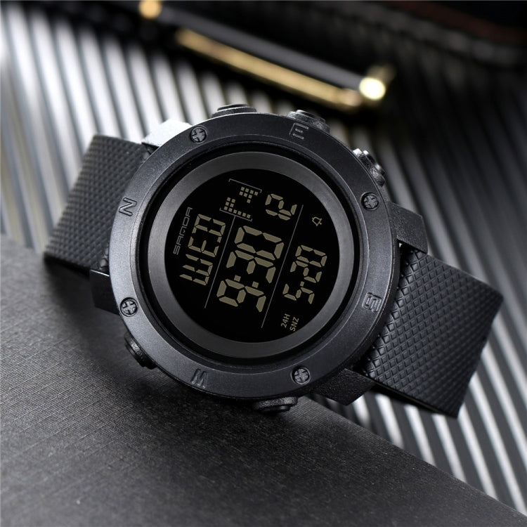 SANDA 361 Fashionable Night Light Sports Children Electronic Watch Multi Functional Personality Night Light Men Waterproof Watch(Black) - Silicone Strap Watches by SANDA | Online Shopping South Africa | PMC Jewellery | Buy Now Pay Later Mobicred