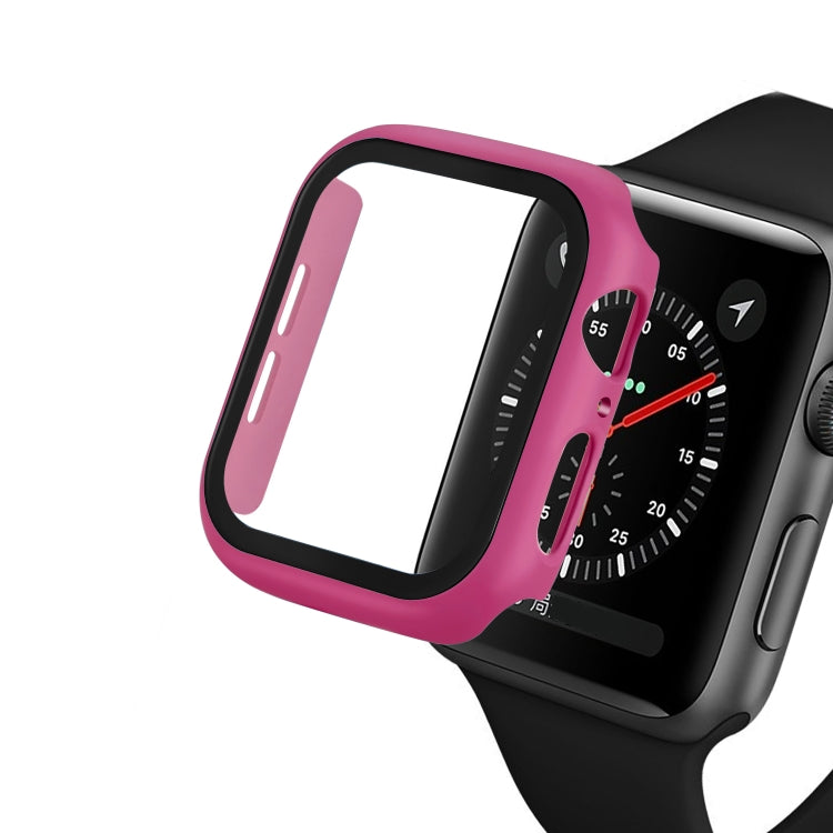 ENKAY Hat-prince Full Coverage PC Case + Tempered Glass Protector for Apple Watch Series 5 / 4 44mm(Rose) - Watch Cases by ENKAY | Online Shopping South Africa | PMC Jewellery | Buy Now Pay Later Mobicred