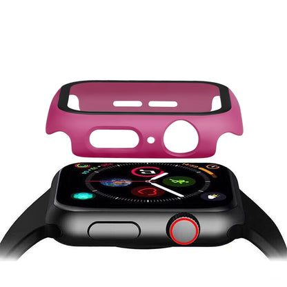 ENKAY Hat-prince Full Coverage PC Case + Tempered Glass Protector for Apple Watch Series 5 / 4 44mm(Rose) - Watch Cases by ENKAY | Online Shopping South Africa | PMC Jewellery | Buy Now Pay Later Mobicred