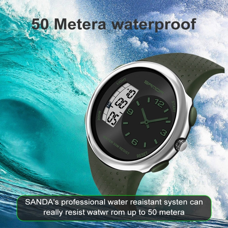 SANDA 763 Men Waterproof Student Watch Explosive Fashion Multi Functional Night light Outdoor Sports Personality Electronic Wrist Watch(Green) - Sport Watches by SANDA | Online Shopping South Africa | PMC Jewellery | Buy Now Pay Later Mobicred