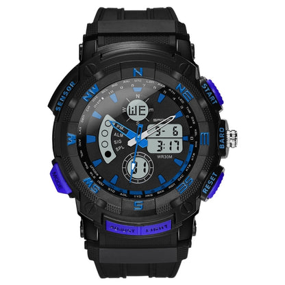 SANDA 775 Watch Male Electronic Watch Adult Middle School Students Youth Multi Functional Sports Water Proof Trend Double Watch(Blue) - Sport Watches by SANDA | Online Shopping South Africa | PMC Jewellery | Buy Now Pay Later Mobicred