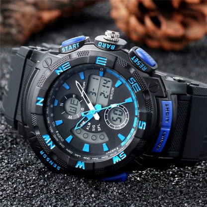 SANDA 775 Watch Male Electronic Watch Adult Middle School Students Youth Multi Functional Sports Water Proof Trend Double Watch(Blue) - Sport Watches by SANDA | Online Shopping South Africa | PMC Jewellery | Buy Now Pay Later Mobicred