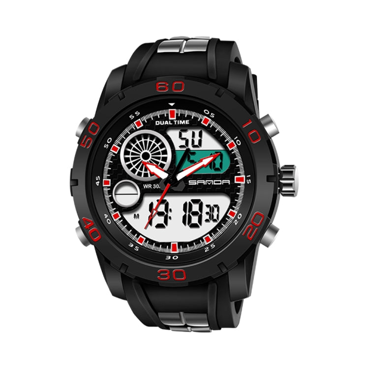 SANDA New Waterproof Luminous Plastic Multi Functional Watch Men Outdoor Sports LED Electronic Watch(Red) - Sport Watches by SANDA | Online Shopping South Africa | PMC Jewellery | Buy Now Pay Later Mobicred