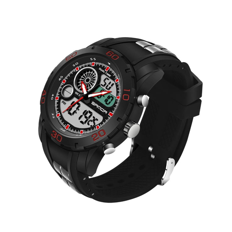 SANDA New Waterproof Luminous Plastic Multi Functional Watch Men Outdoor Sports LED Electronic Watch(Red) - Sport Watches by SANDA | Online Shopping South Africa | PMC Jewellery | Buy Now Pay Later Mobicred