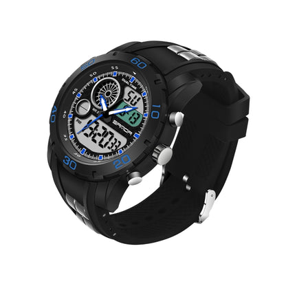 SANDA New Waterproof Luminous Plastic Multi Functional Watch Men Outdoor Sports LED Electronic Watch(Blue) - Sport Watches by SANDA | Online Shopping South Africa | PMC Jewellery | Buy Now Pay Later Mobicred