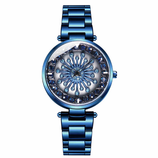 SANDA 1017 Lady Watch All Over The Sky Star 360 Degree Rotating Watch Diamond Steel Band Women Watch(Blue) - Alloy Watches by SANDA | Online Shopping South Africa | PMC Jewellery | Buy Now Pay Later Mobicred