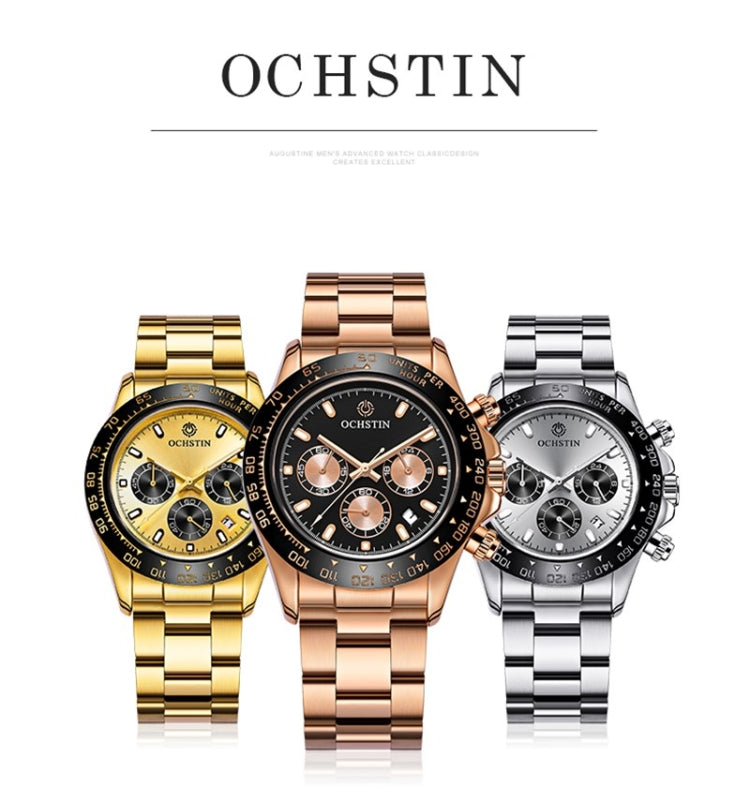 OCHSTIN Augusten 6103B Multi Function Quartz Watch Sports luminous Waterproof Watch Calendar Steel Band Men  Watch(Silvery) - Sport Watches by OCHSTIN | Online Shopping South Africa | PMC Jewellery | Buy Now Pay Later Mobicred