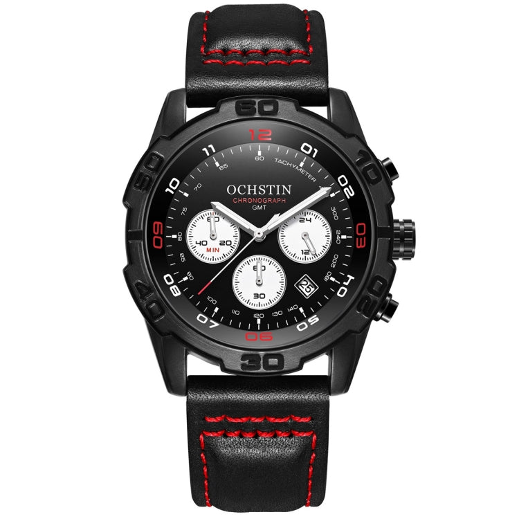 OCHSTIN 6116 Men  Leather Calendar Multi Function Leisure Men  Waterproof Watch(Black) - Leather Strap Watches by OCHSTIN | Online Shopping South Africa | PMC Jewellery | Buy Now Pay Later Mobicred