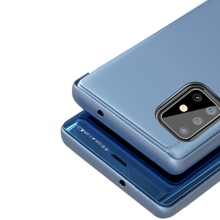 For Galaxy A71 Plated Mirror Horizontal Flip Leather with Stand Mobile Phone Holster(Blue) - Galaxy Phone Cases by PMC TechLife | Online Shopping South Africa | PMC TechLife | Buy Now Pay Later Mobicred