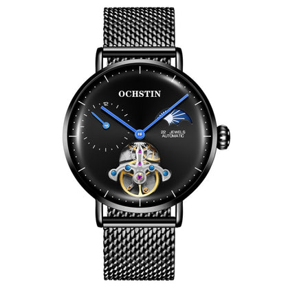 OCHSTIN 6121 Flywheel Mechanical Watch Fashion Hollow Full Automatic Mechanical Watch Business Men Watch Stainless Steel Watch  Waterproof Watch(Black) - Sport Watches by OCHSTIN | Online Shopping South Africa | PMC Jewellery | Buy Now Pay Later Mobicred