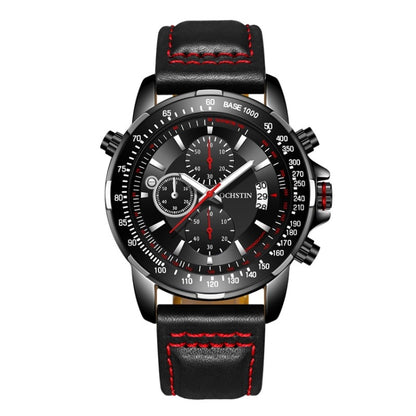 OCHSTIN 6125B Quartz Watch Night Light Waterproof Watch Timing Multi Function Men Watch(Black) - Leather Strap Watches by OCHSTIN | Online Shopping South Africa | PMC Jewellery | Buy Now Pay Later Mobicred