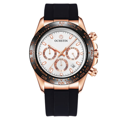 OCHSTIN 6103 Multi Function Quartz Watch Silicone Watch Band Sports Luminous Waterproof Watch(Rose Gold White) - Sport Watches by OCHSTIN | Online Shopping South Africa | PMC Jewellery | Buy Now Pay Later Mobicred