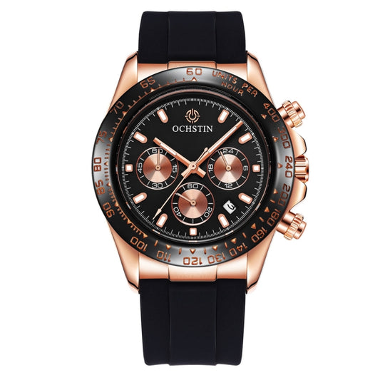 OCHSTIN 6103 Multi Function Quartz Watch Silicone Watch Band Sports Luminous Waterproof Watch(Rose Gold  Black) - Sport Watches by OCHSTIN | Online Shopping South Africa | PMC Jewellery | Buy Now Pay Later Mobicred