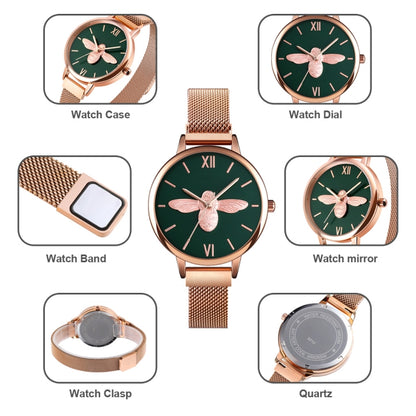 Skmei 9212 Fashion Lady Quartz Watch Student Female Temperament Waterproof Magnetic Suction Net Belt Watch(Flower Color) - Alloy Watches by SKMEI | Online Shopping South Africa | PMC Jewellery | Buy Now Pay Later Mobicred