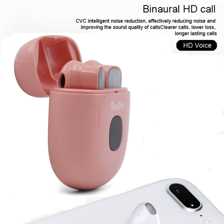 Oneder W16 TWS Bluetooth 5.0 Wireless Bluetooth Earphone with Charging Box, Support HD Call & LED Display Battery(Pink) - TWS Earphone by OneDer | Online Shopping South Africa | PMC Jewellery