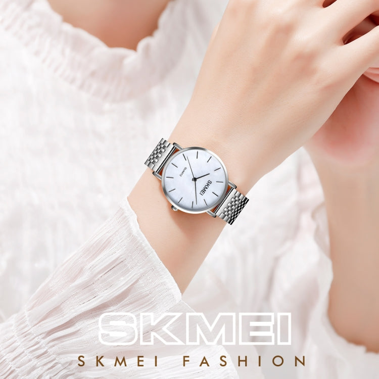 Skmei 1567 Light And Thin Leisure Simple 30m Waterproof Shell Dial Women Steel Band Quartz Watch(Silvery) - Alloy Watches by SKMEI | Online Shopping South Africa | PMC Jewellery | Buy Now Pay Later Mobicred