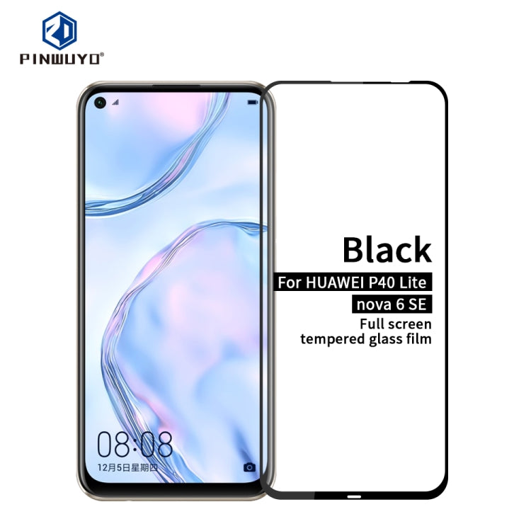 For Huawei P40 Lite / nova 6 SE PINWUYO 9H 2.5D Full Screen Tempered Glass Film(Black) - Huawei Tempered Glass by PINWUYO | Online Shopping South Africa | PMC Jewellery | Buy Now Pay Later Mobicred