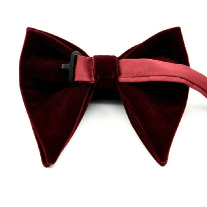 Men Velvet Double-layer Big Bow-knot Bow Tie Clothing Accessories(Red Wine) - Tie clip by PMC Jewellery | Online Shopping South Africa | PMC Jewellery