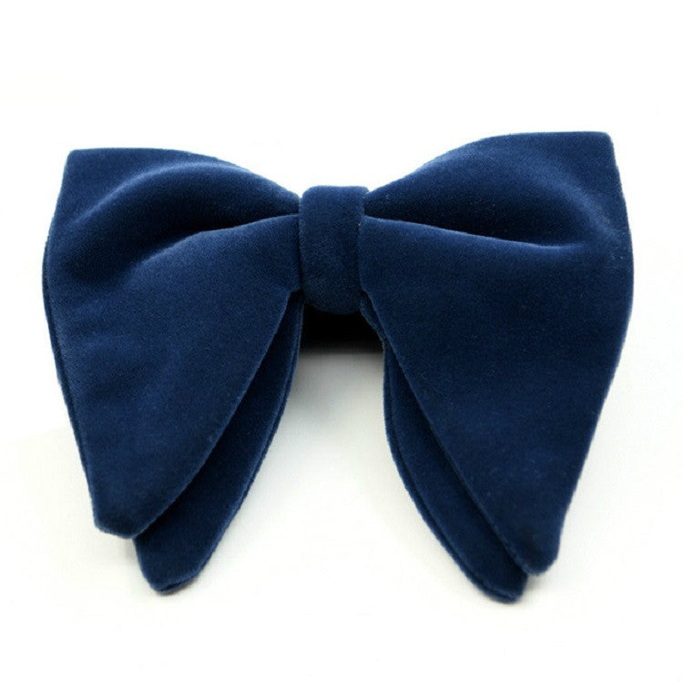 Men Velvet Double-layer Big Bow-knot Bow Tie Clothing Accessories(Blue Gray) - Tie clip by PMC Jewellery | Online Shopping South Africa | PMC Jewellery