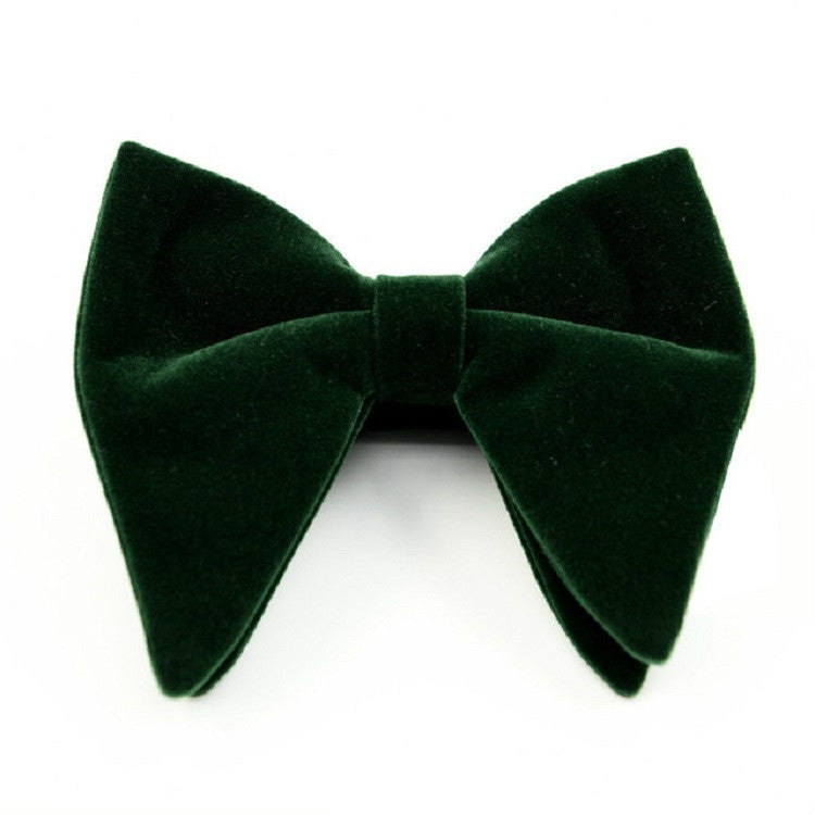 Men Velvet Double-layer Big Bow-knot Bow Tie Clothing Accessories(Dark Green) - Tie clip by PMC Jewellery | Online Shopping South Africa | PMC Jewellery