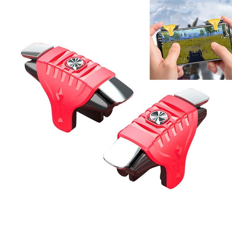 2 Pairs F01 Electroplating Mechanical Shaft Bidirectional Button Auxiliary Shooting Game Handle for Mobile Phones within The Thickness of 6.1-12.0mm(Red) - Handle Shooter by PMC Jewellery | Online Shopping South Africa | PMC Jewellery