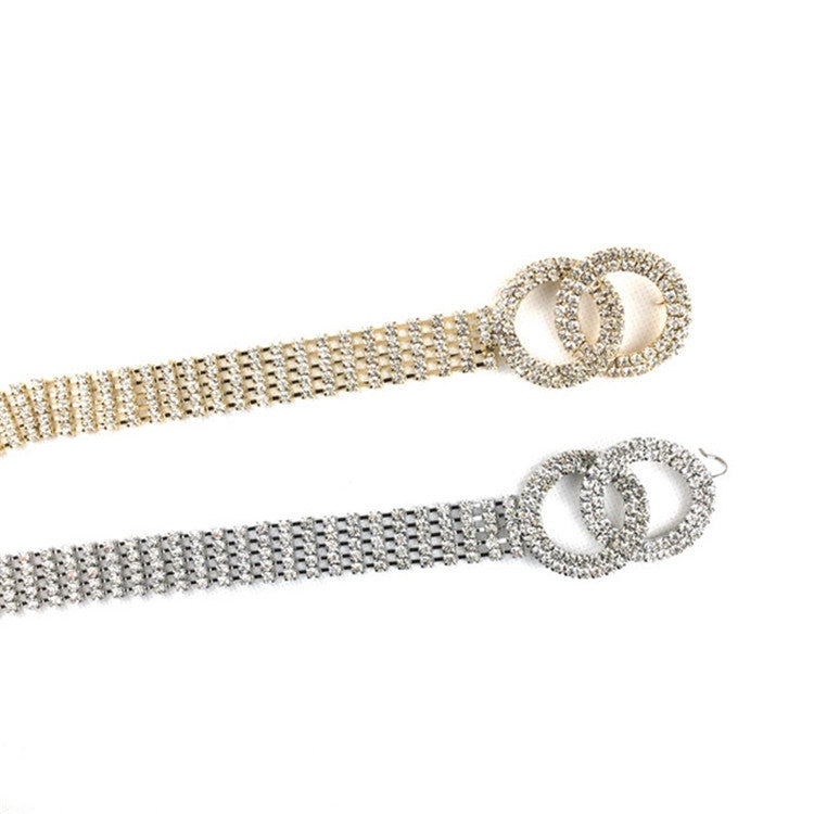 Women Double Loop Shape Diamond Belt Waist Chain, Length:120cm(Gold) - Belts by PMC Jewellery | Online Shopping South Africa | PMC Jewellery