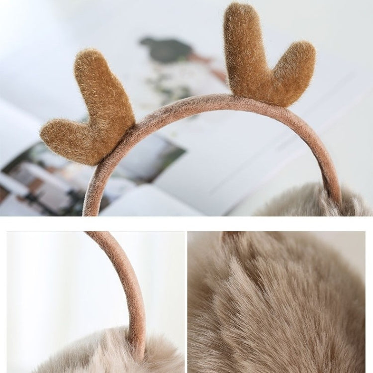 Antler Plush Earmuffs Winter Warm Fashion Retractable Ear Warmer One Size(Black) - Bomber Hats by PMC Jewellery | Online Shopping South Africa | PMC Jewellery