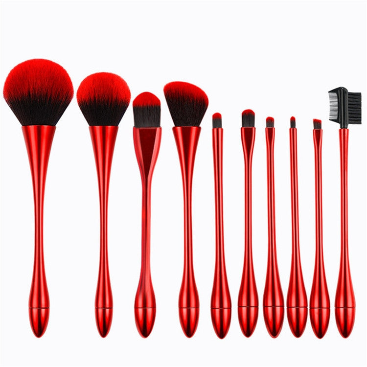 10 In 1 Small Waist Goblet Makeup Brush Set Beauty Tools(Red) - Makeup Brushes by PMC Jewellery | Online Shopping South Africa | PMC Jewellery